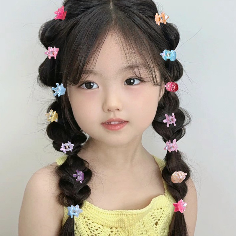 Kẹp kẹp Mini trong suốt màu ảo ảnh - 10 chiếc Kẹp tóc bên hông cho bé gái - Họa tiết ngôi sao dâu tây - Kẹp tóc đuôi ngựa cho nữ - Thời trang, Vuốt tóc dễ thương ngọt ngào, đầy màu sắc