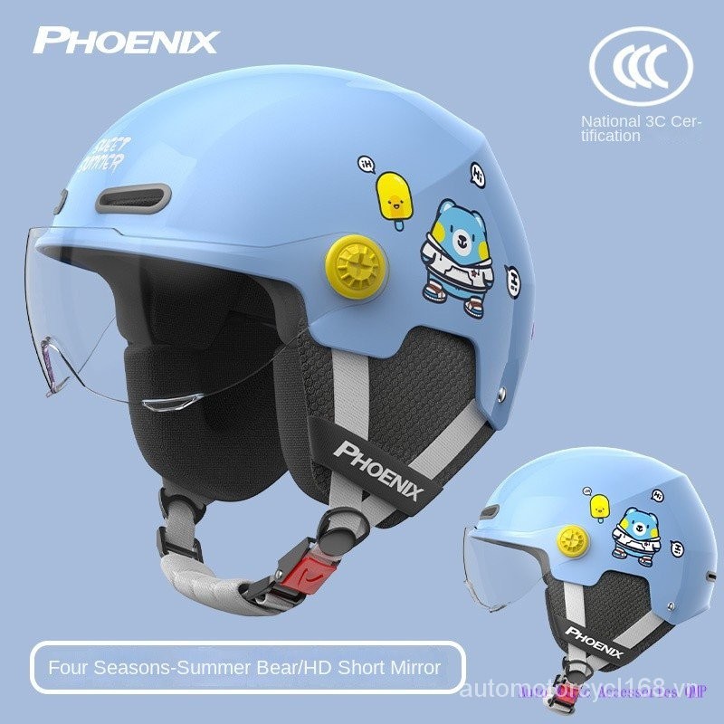QMP giao hàng miễn phí TK02R Phoenix trẻ em Mũ Bảo Hiểm Chống nắng mùa hè cho bé trai Mũ bảo hiểm trẻ em Mũ bảo hiểm Xe điện trẻ em nửa Mũ bảo hiểm cho bé gái Mũ bảo hiểm mùa đông QMP