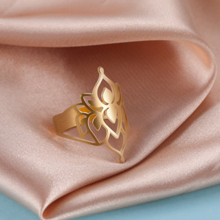 SKYRIM Women Titanium Thép Không Gỉ Vàng Vòng Lotus Thiết Kế Trang Sức Cho Bạn Bè