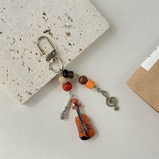De Violin Điện thoại Charm Eye Catching Đính cườm Guitar Móc khóa Thích hợp cho túi xách