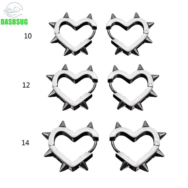 Dasbsug Huggie Vòng-Trẻ Dainty Đơn Giản Hình Trái Tim Đinh Tán Côn Bông Tai Hip-Hop Spike-Stud-Earrings Trang Sức Cho Wom