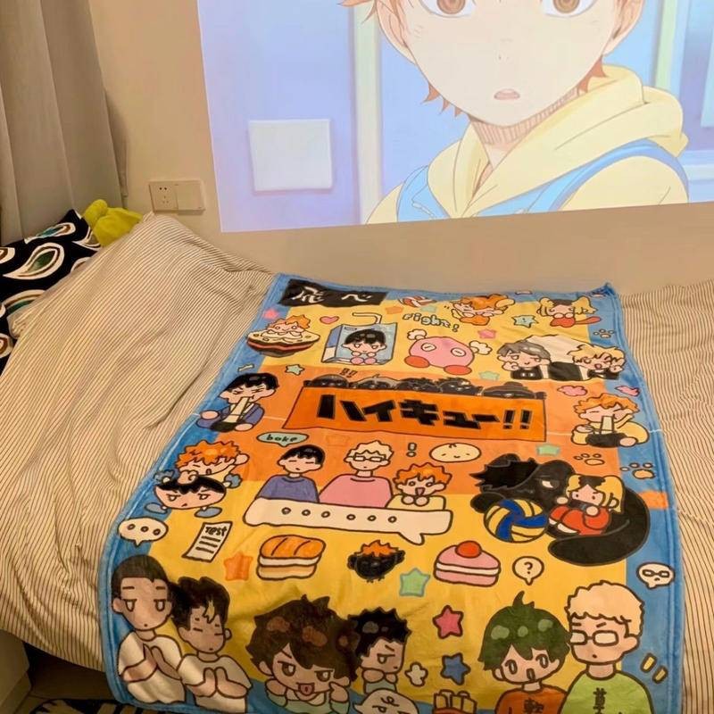 Haikyuu!! Chăn lông cừu san hô Anime – Chăn ngủ mềm để điều hòa, đi văng hoặc giường ngủ, ném nhẹ cho người hâm mộ Anime
