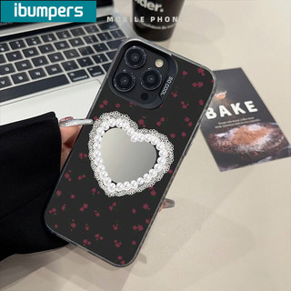 ibumpers Ốp Lưng IPhone Hàn Quốc Đẹp Họa Tiết Ren Trái Tim Ốp Điện Thoại IMD Cứng Trơn Chống Bẩn Chống Sốc Cho IPhone 16 15 14 12 13 11 Pro Max