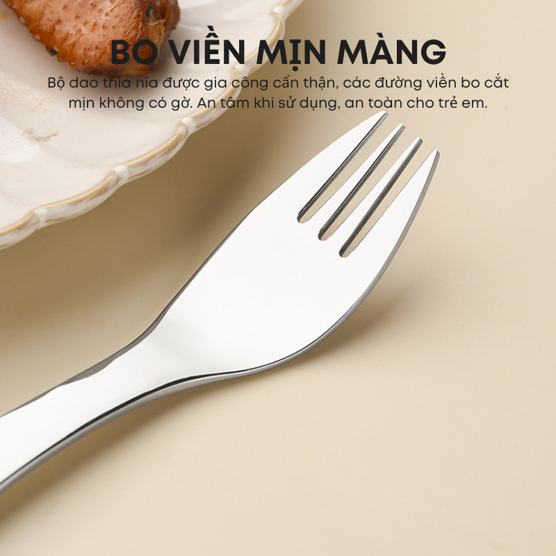 Bộ Dao Thìa Nĩa Trẻ Em Inox Cao Cấp KOOBEE Không Gỉ, Sáng Bóng – An Toàn Cho Bé Từ 2 Tuổi |194