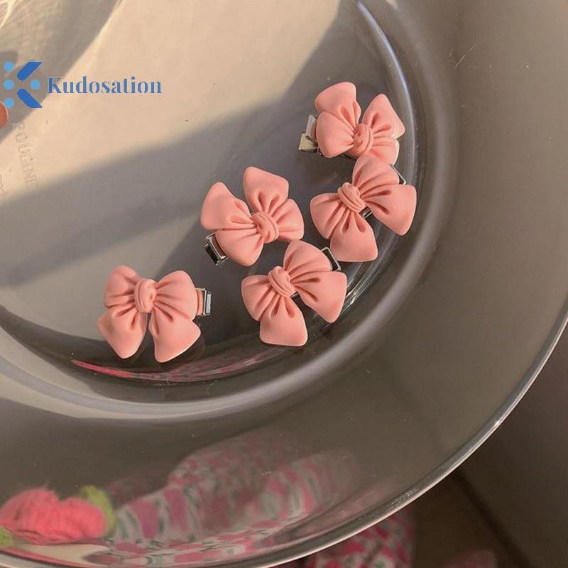 Kudosation Màu Hồng Mềm Mại Cô Gái Dễ Thương Series Đào Phong Cách Ngọt Ngào Camellia Ren Kẹp Nơ Mũ Đội Đầu