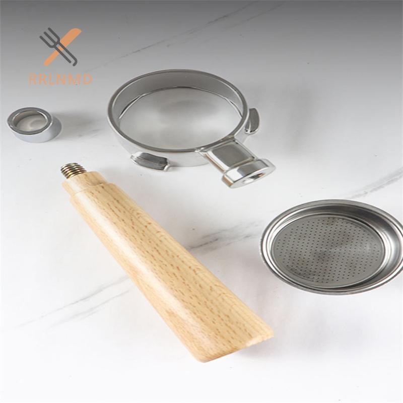 Rrlnmd 51mm Cà Phê Không Đáy Portafilter Tay Cầm Gỗ Cho Delonghi Dedica Ec680 Ec685 Giỏ Lọc Thay Thế Barista Phụ Kiện MỚI