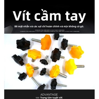 Vít vặn tay Vít đầu cao su lục giác Vít tay cầm hình ngôi sao Vít đầu vít mận vàng 25mm M6 M8