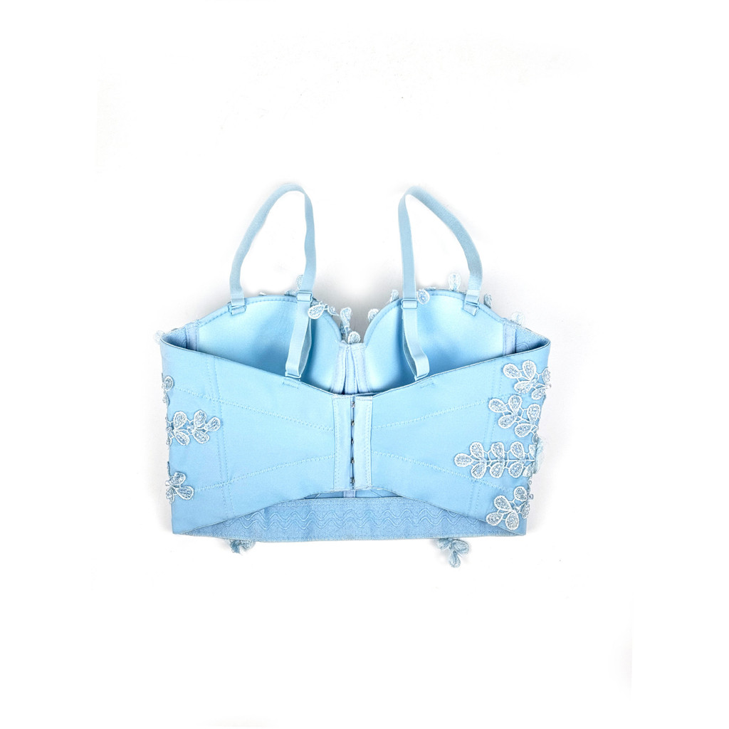 Pure Desire Phong Cách Ren Sling Cảm Giác Cao Cấp Siêu Ngắn Slim-fit Cánh Hoa Nữ Eo Hẹp Xuân Hè Xương Cá Corset Mặc Ngoài