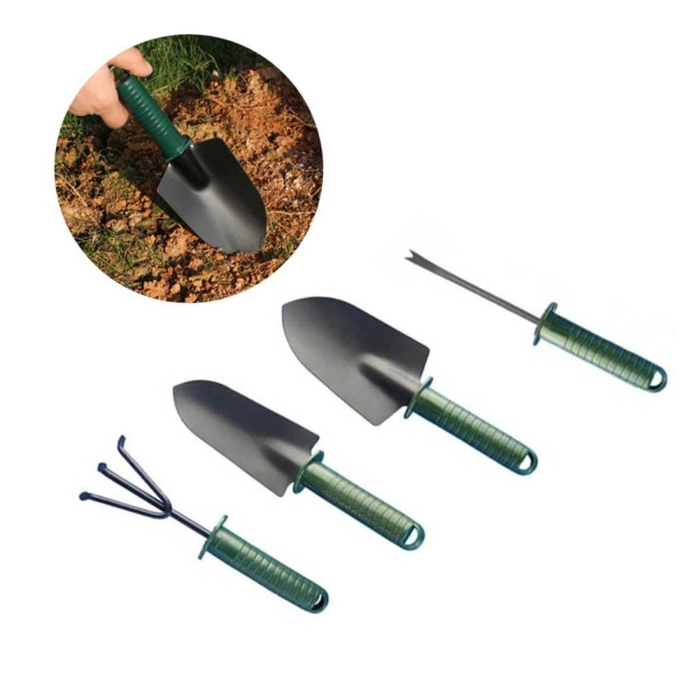 PWSSEND 1 / 4 Cây Xẻng, Tay Cầm Chống Trơn Trượt Thiết Kế Lỗ Treo Làm Vườn Xẻng Nĩa Rake Kit, Bộ Dụng Cụ Làm Vườn Bằng Kim Loại Di Động Nhỏ Cho Bãi Cỏ