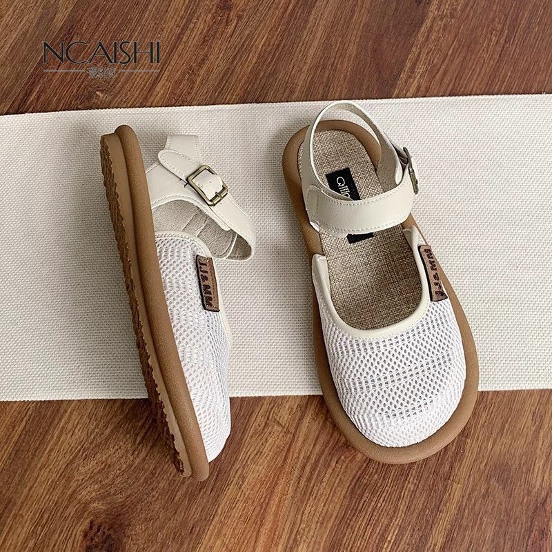 62% Tỷ Lệ Mua Lại Vải Lanh Rừng Giày Sandal Nữ Đế Mềm Thoáng Khí Giày Lưới Phong Cách Preppy Lỗ Giày Bên Ngoài Mặc Nhẹ Nhàng Phù Hợp Với S