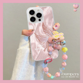 ibumpers Ốp Điện Thoại iPhone Girly Pink Shimmer Ốp Điện Thoại Có Dây Xích Đính Hạt Ốp Lưng Trong Suốt Nhám Mờ Chống Bẩn Chống Sốc Cho IPhone 16 15 14 12 13 11 Pro Max IP 7 8 Plus X XS XR