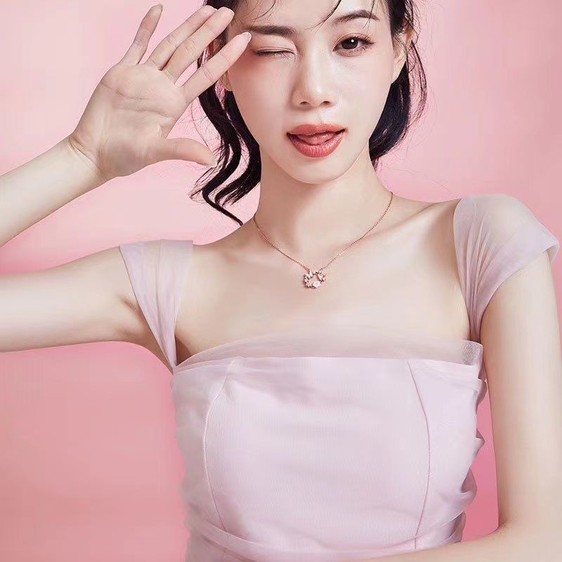Dây chuyền nữ thời trang mới thiết kế nhỏ tươi 925 bạc sterling hoa bướm vương miện