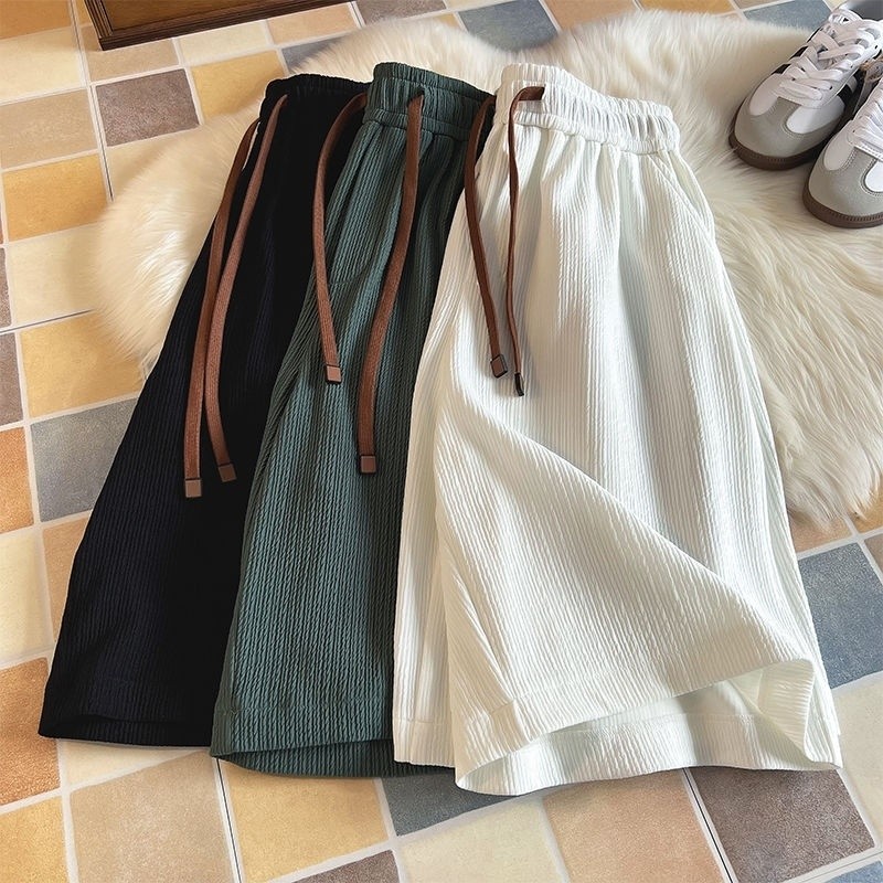 Kích Thước Lớn Xếp Ly Lụa Băng Nhanh Khô Nam Mùa Hè Quần Mỏng Đi Biển Quần Thể Thao Rời Thường Ngày Năm Điểm Quần Giữa