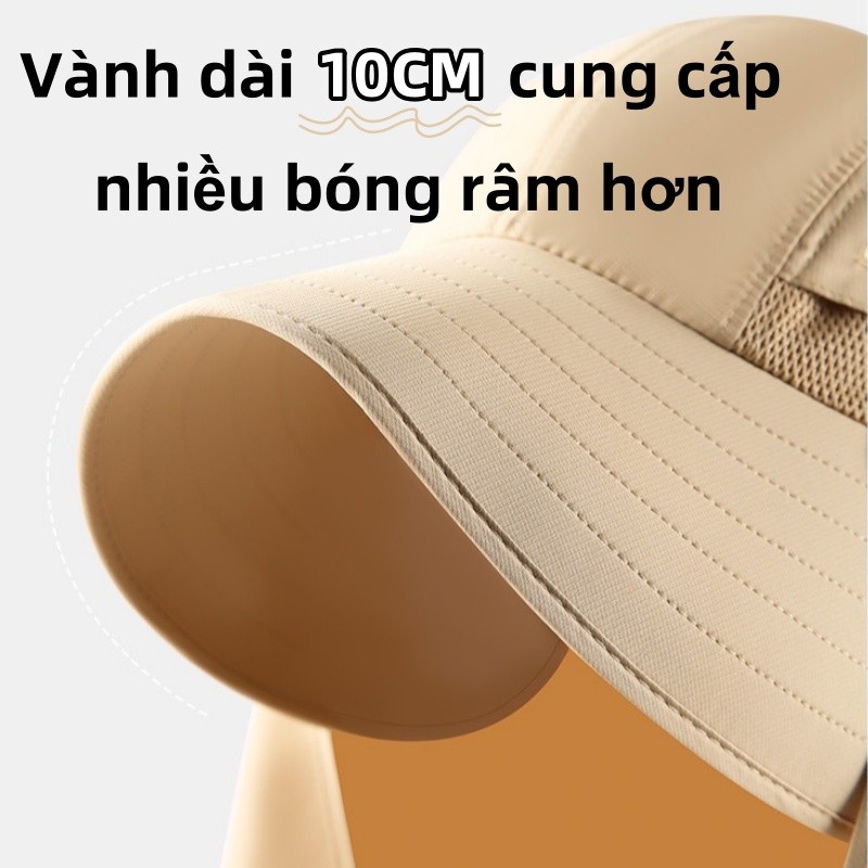 Mũ Nữ Chống Nắng Vành Rộng,Che Mặt Cổ Toàn Diện,Chống Tia UV,Tích Hợp Khẩu Trang,Bảo Vệ Cổ