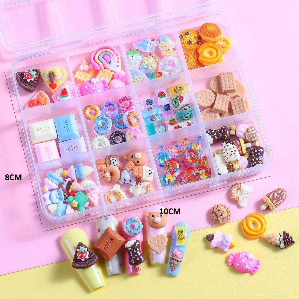 SAIA Nhựa Trang Trí Móng Tay Nghệ Thuật, Hoạt Hình Hoa Kẹo, Phối Màu Lollipop Hạt Bướm, Phụ Kiện DIY Làm Móng Tay