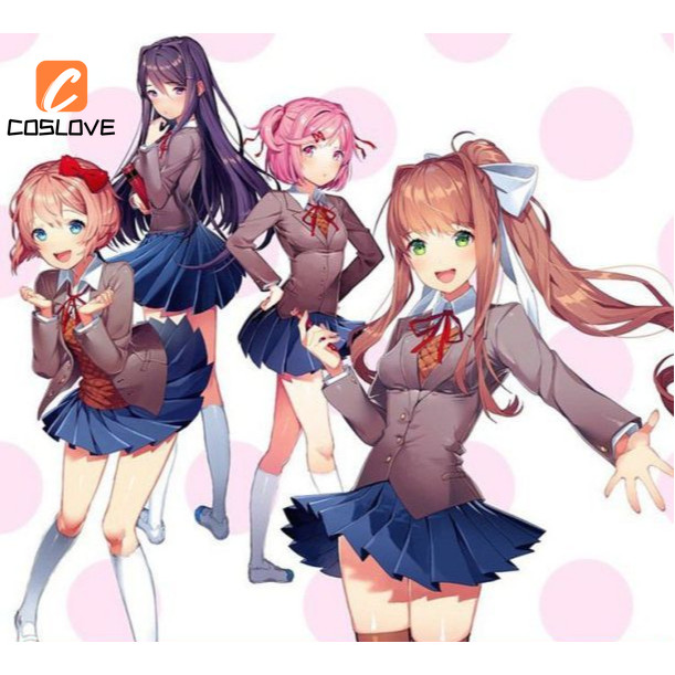 Anime Trò Chơi Doki Doki Văn Học Câu Lạc Bộ Monika Cosplay Quần Áo Trọn Bộ Trang Phục Trường JK Đồng Phục Đầm Cosplay Trang Phục