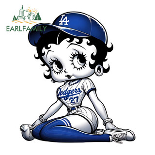 EARLFAMILY Cầu Thủ Bóng Chày Betty Boop Dán Xe Máy Windows Ván Trượt Vali Laptop Tắc Trầy Xước Đề Can Cá Tính Hàng Ô Tô