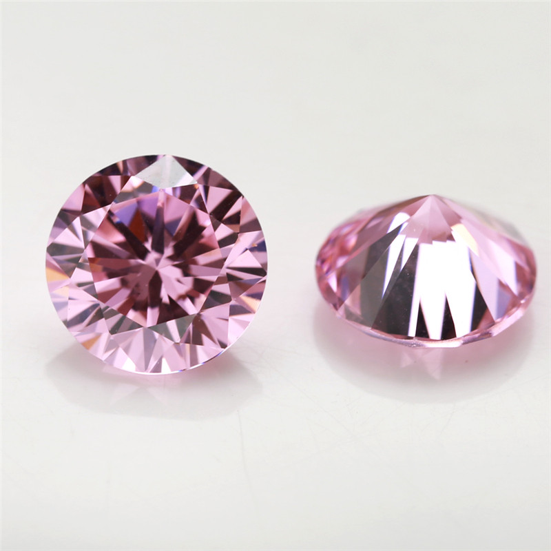 5A Hồng Tròn Cắt CZ Đá 15 / 30 Chiếc 4 Mm ~ 10 Mm Rời Cubic Zirconia Cho Trang Sức DIY