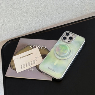 [Sheren] Giá đỡ từ tính họa tiết đá cẩm thạch xanh tươi Thích hợp cho i16 15 14 13 12 11 pro max Vỏ bảo vệ chống sốc
