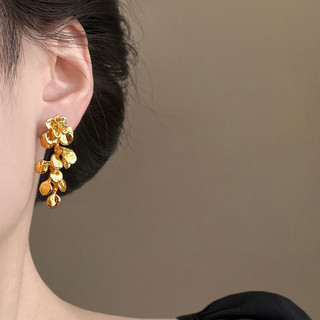 Pháp Retro Phong Cách Mới Kim Loại Hoa Tua Rua Bông Tai Nữ Ánh Sáng Sang Trọng Thiết Kế Độc Đáo Đơn Giản Tinh Tế Bông Tai