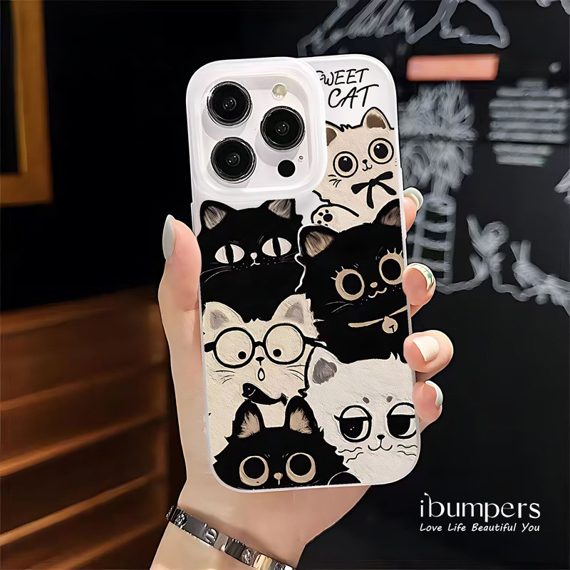 ibumpers Ốp Lưng IPhone Dễ Thương Họa Tiết Mèo Vui Nhộn Ốp Điện Thoại Trong Suốt Nhám Mờ TPU Mỏng Chống Sốc Chống Bẩn Cho IPhone 16 15 14 12 13 11 Pro Max IP 7 8 Plus X XS XR