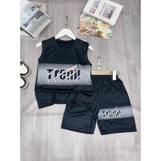 Set bộ quần áo mùa hè cho bé trai 15-45kg chữ TREND.Bộ ba lỗ bé trai.Set đồ sát nách bé trai. HE46