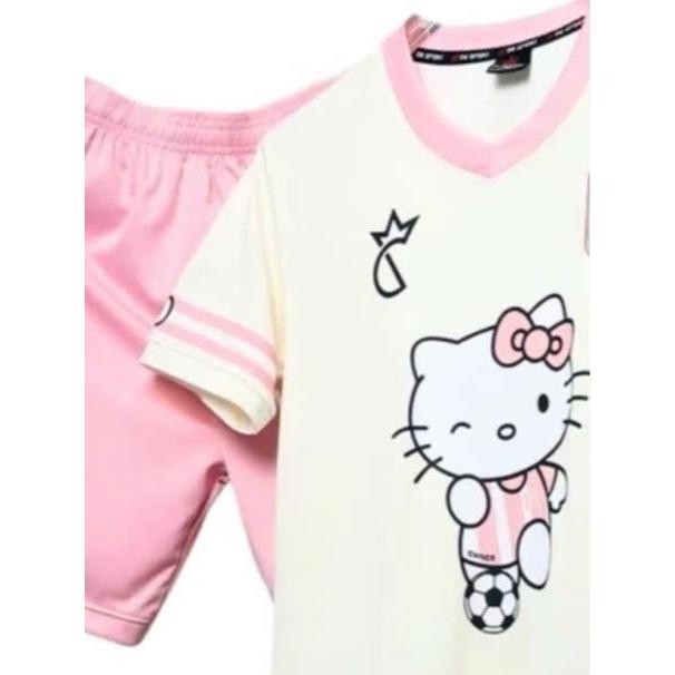 Bộ quần áo bóng đá, Bộ Hello Kitty, bộ áo đá banh vải thun mè- Có in tên số theo yêu cầu