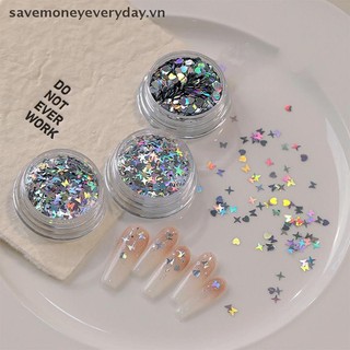 [savemoneyeveryday] Móng tay bạc ba chiều lấp lánh Laser hình ngôi sao Kim sa lấp lánh Paillette DIY Trang trí móng tay nghệ thuật Lát phụ kiện [vn]