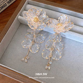 Bông tai tua rua hoa acrylic dát kim cương - Sang trọng và cao cấp