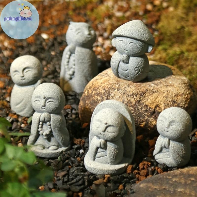 Pufangbliss Tượng Phật Dễ Thương Nhỏ Jizo Phật Điêu Khắc Các Bức Tượng Nhỏ Đồ Trang Trí Sân Vườn Phật Nhật Bản Ksitigarbha Bể Cá VN