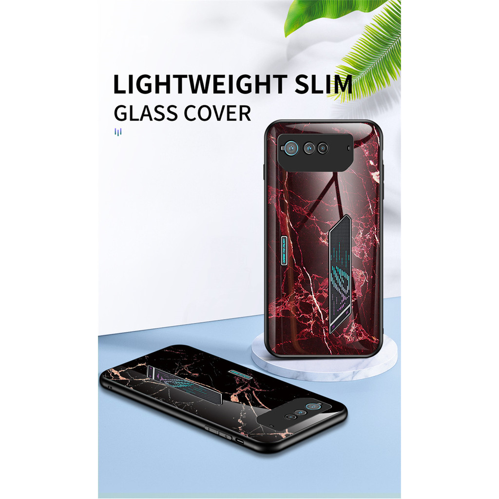 Dành Cho Asus Rog Điện Thoại 6 6D Ốp Lưng Chống Sốc Hạt Đá Cẩm Thạch Kính Cường Lực Cứng Ốp Lưng Mềm Cho Asus Rog Điện Thoại 6D 6 5G