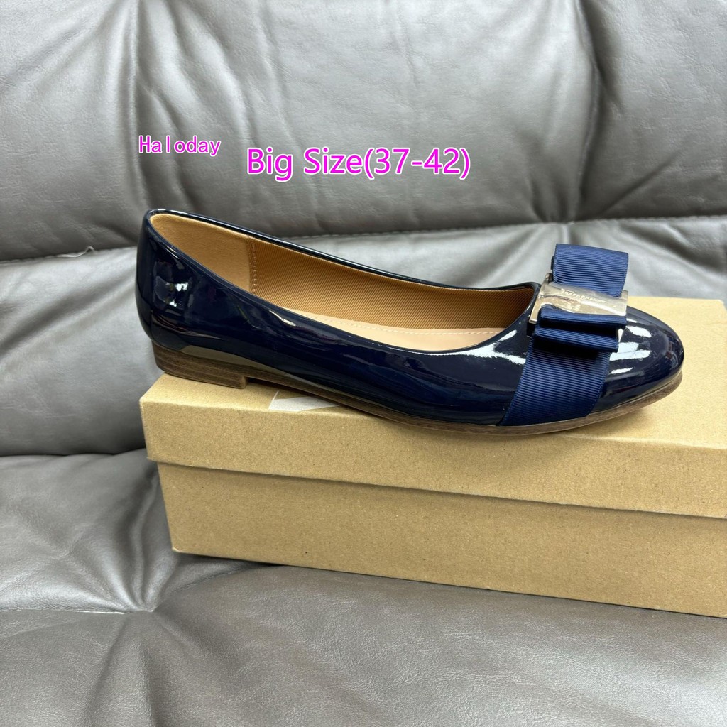 Size Lớn 37-42 Nữ Giày Đế Bằng Ba Lê Nơ Vải Khóa Thoải Mái Chống Trơn Trượt Ngoài Trời 0YK6