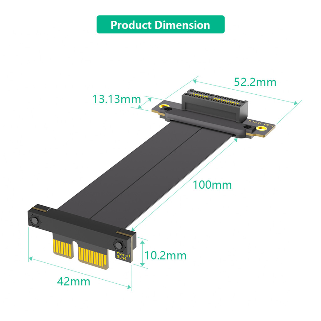 Cáp nối dài 90 độ JMT PCI-E 4.0 1X / 4X PCI-E Gen4 Cáp trục 8Gbps cho khung gầm 1U 2U ATX / BTX