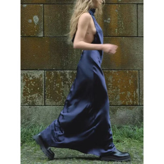 Đầm Zara made in Morocco lụa maxi yếm hở lưng