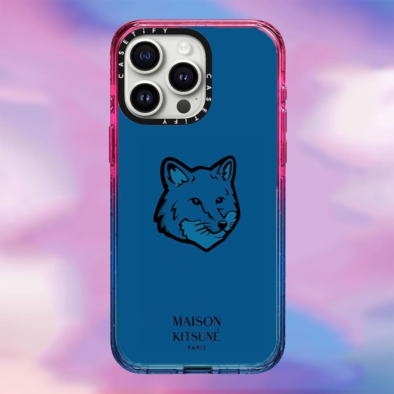 Casetify X Maison Kitsuné Màu Xanh Ốp Lưng Acrylic Cứng Hút Từ Tính Cho Apple IPhone 12 13 14 15 16 Pro Max Plus Có Hộp