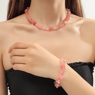 Vòng cổ đá tự nhiên pha lê thô đính đá tự nhiên Vòng cổ đá nghiền màu thủ công A004
