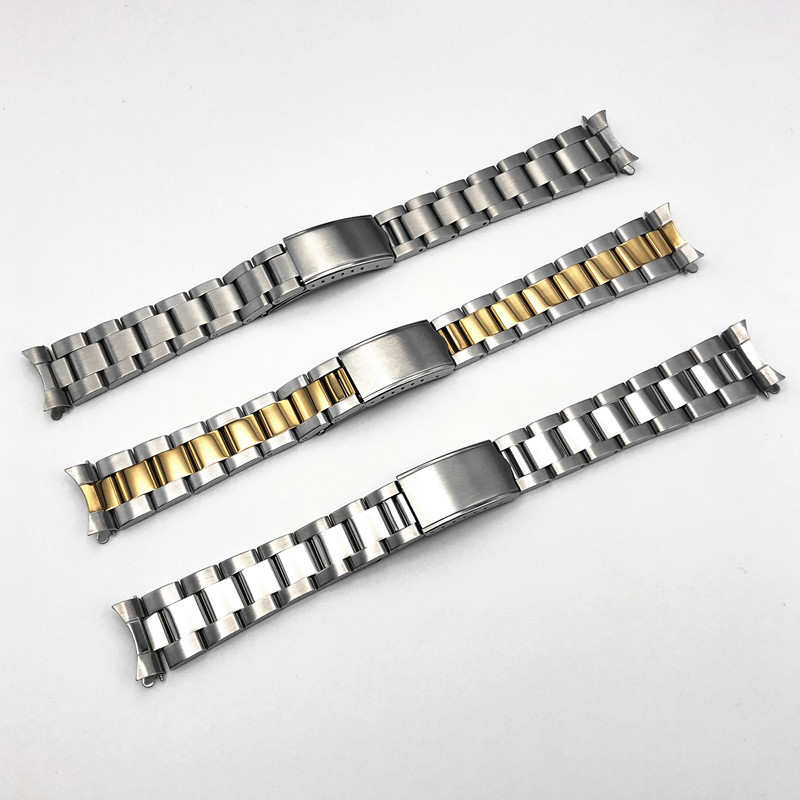 Diver Cong End Dây đeo đồng hồ bằng thép không gỉ 18mm 19mm 20mm 21mm Vòng tay sắt kim loại đa năng Nam Nữ Dây đeo đồng hồ cho SEIKO Lặn Bạc Vàng Mờ Đánh bóng
