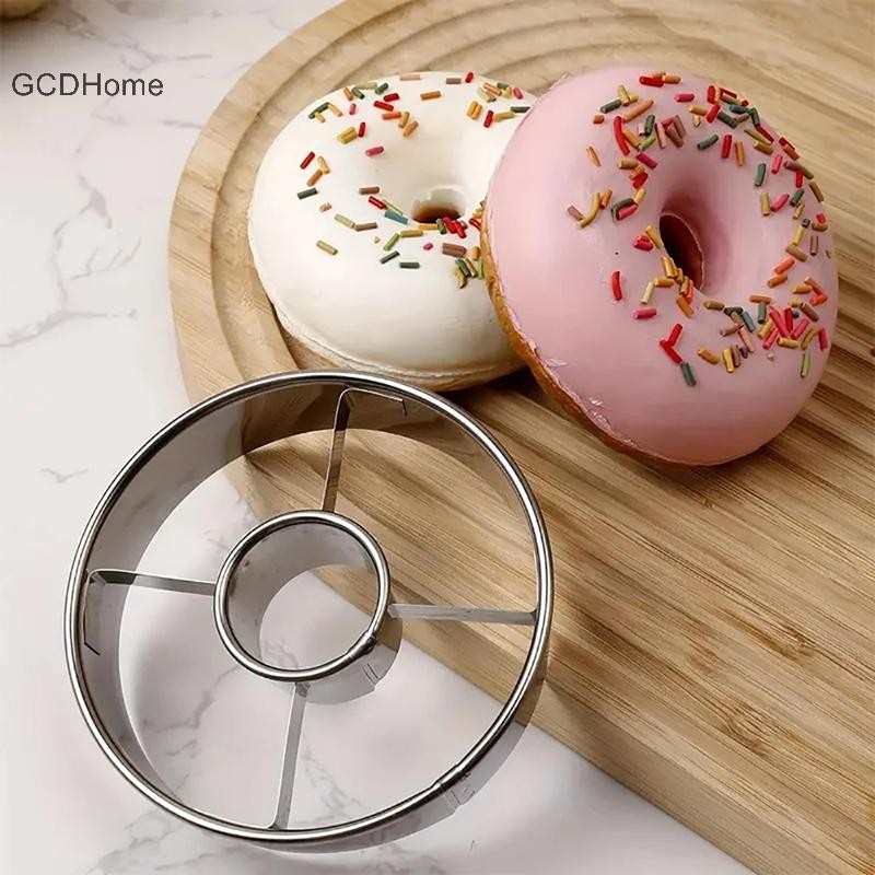 Gcdhome Khuôn cắt bánh donut inox DIY, dụng cụ trang trí bánh, làm món tráng miệng, cắt bánh mì cho nhà bếp