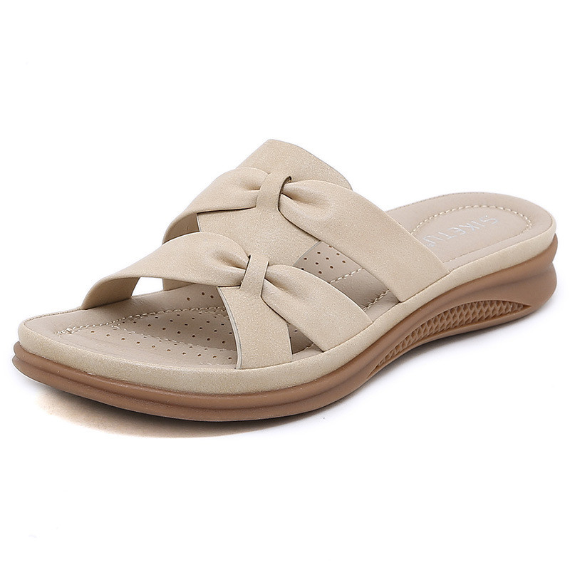 2024 Âu Mỹ Sandal Nữ Nhẹ Kích Thước Lớn Retro Nêm Dép Thoải Mái