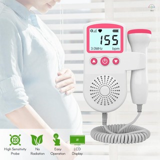 Máy theo dõi nhịp tim Doppler cho thai nhi dành cho bà bầu 50-230BPM Phạm vi đo 3 MHz Máy dò nhịp tim tiêu điểm với màn hình LCD Kích thước bỏ túi
