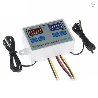 Bộ điều khiển nhiệt độ kép kỹ thuật số 110-220V, màn hình LED, chống nước, đầu dò, làm mát cho máy làm mát bể cá