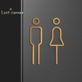 Lostcorner Đen Màu Vàng Vệ Sinh Biển Hiệu Tấm Đồng Phòng Rửa Cửa Dán Tường Nhãn Wc Giá Đỡ Bảng Hiệu Mới