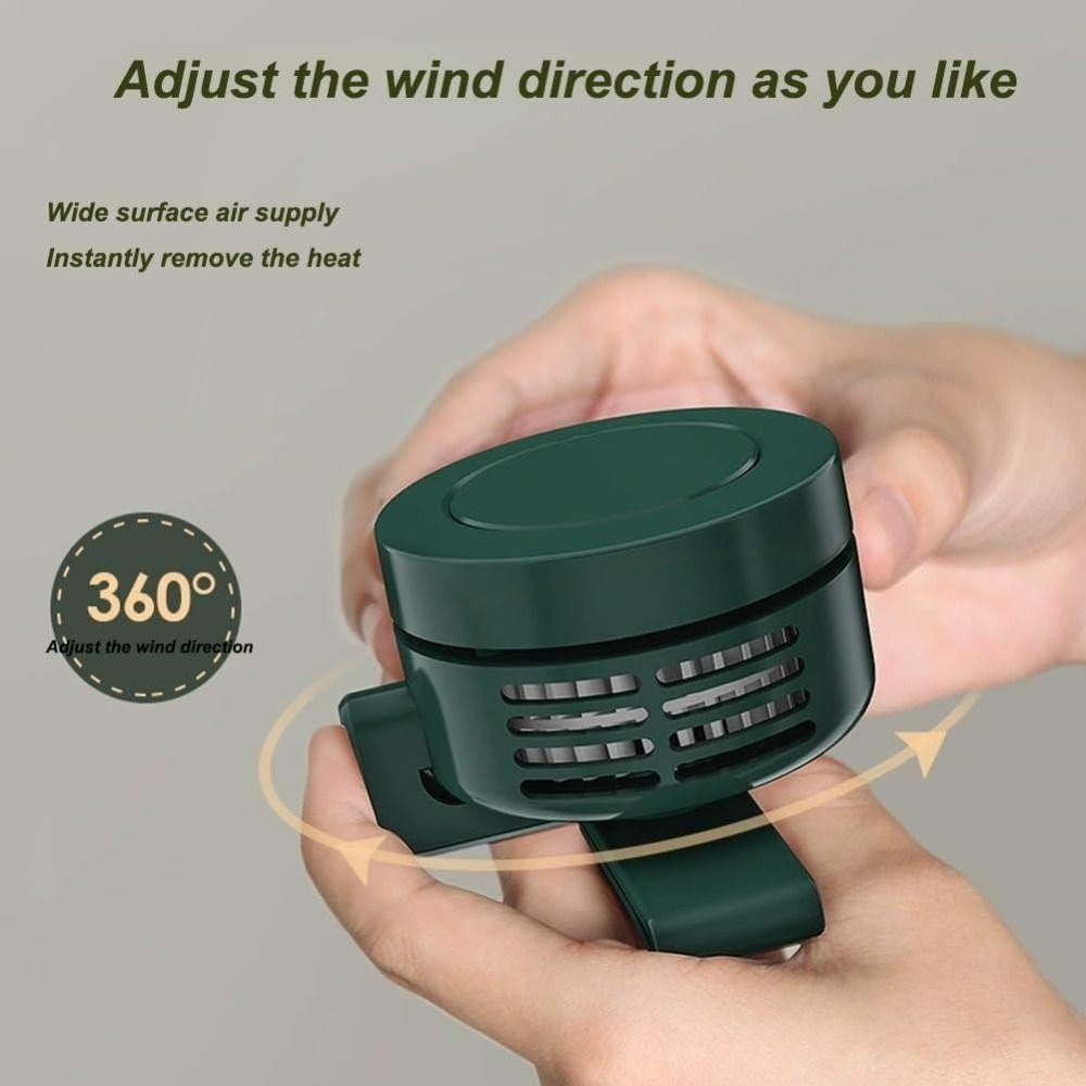Quạt điện không lưỡi Mini im lặng WANYEDI, Quạt thắt lưng treo 3 tốc độ có thể đeo được, Quạt kẹp có thể điều chỉnh 360 độ có thể sạc lại USB