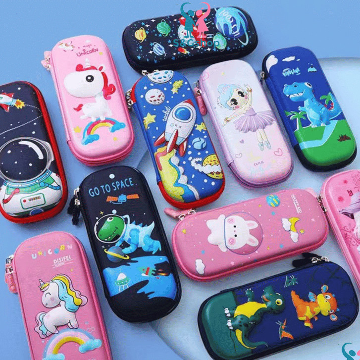 Hộp Đựng Bút Họa Tiết In Nổi 3D Vải Chống Thấm Nước Nhiều Mẫu Cute Khóa Kéo Dễ Thương