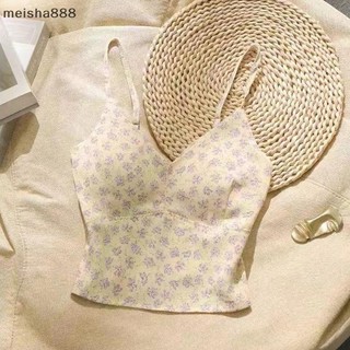 Meisha888 Mùa Hè Retro Hoa Cami Có Miếng Lót Ngực Nữ Cổ Chữ V Không Tay Mỏng Tank Top Đẹp