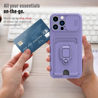 Dành Cho iphone 13 Pro Max / 12 Pro Max / 11 Pro Max Ốp Lưng 4 Trong 1 Trượt Camera Bao Đựng Thẻ Đứng Vuông Freebie Dây Chống Sốc Chống Rơi Mỏng Mềm TPU Cover