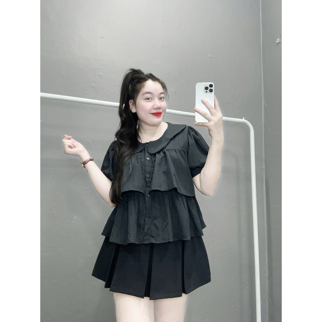 Áo Sơ Mi Nữ(50-95kg) Dáng Croptop Phom Bigisze Vải Xốp Mềm Mịn Ít Nhăn Dễ Thương Cho Các Nàng Mũm Mỉm SM163