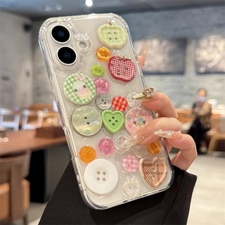 Thời Trang 3D Nút Nhiều Màu Sắc Trong Suốt Ốp Lưng Điện Thoại iPhone 16Promax 16Pro 15Promax 13 14 Pro Max Chống Sốc Nữ Điện Thoại Di Động
