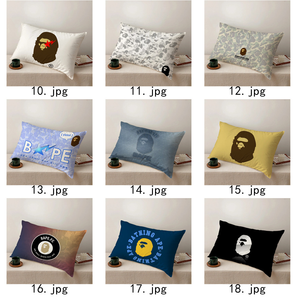 Bape Ape Logo Vỏ gối hình chữ nhật Vỏ gối Polyester in một mặt (Không có lõi)