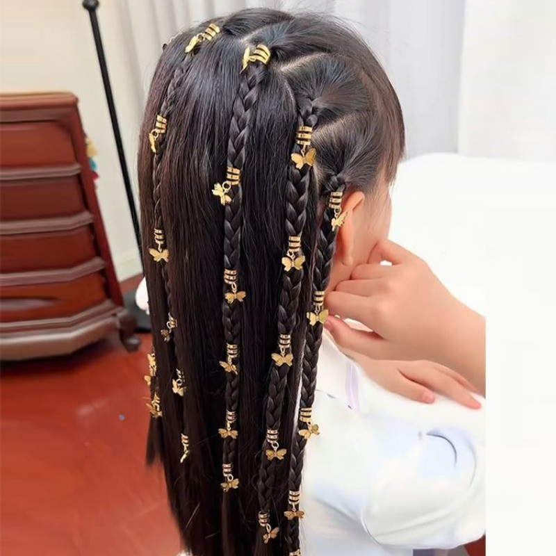[GuuDuu] Nhẫn Tóc Dreadlock Bướm Retro - Phụ Kiện Tóc Thời Trang - Khóa Kẹp Tóc Có Thể Điều Chỉnh - Bím Tóc Rỗng Vòng Tròn - Kẹp Trang Trí Bím Bẩn